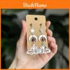 Silver Earrings With Crystal Moon And Sun Pendant For Women