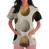 Women's Fashion V-Neck Short-Sleeved Workwear With Pockets Easter Print Top Caregiver Uniform