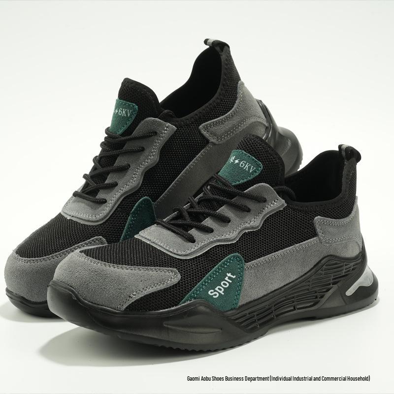 Men's Lightweight Steel Toe Safety Shoes - Anti-Smash, Anti-Puncture, Non-Slip, Wear-Resistant for Construction Sites.