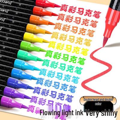 Echtfarbiger Glitzer-Gel-Stift mit doppelter Spitze für Acrylmalerei & Journaling
