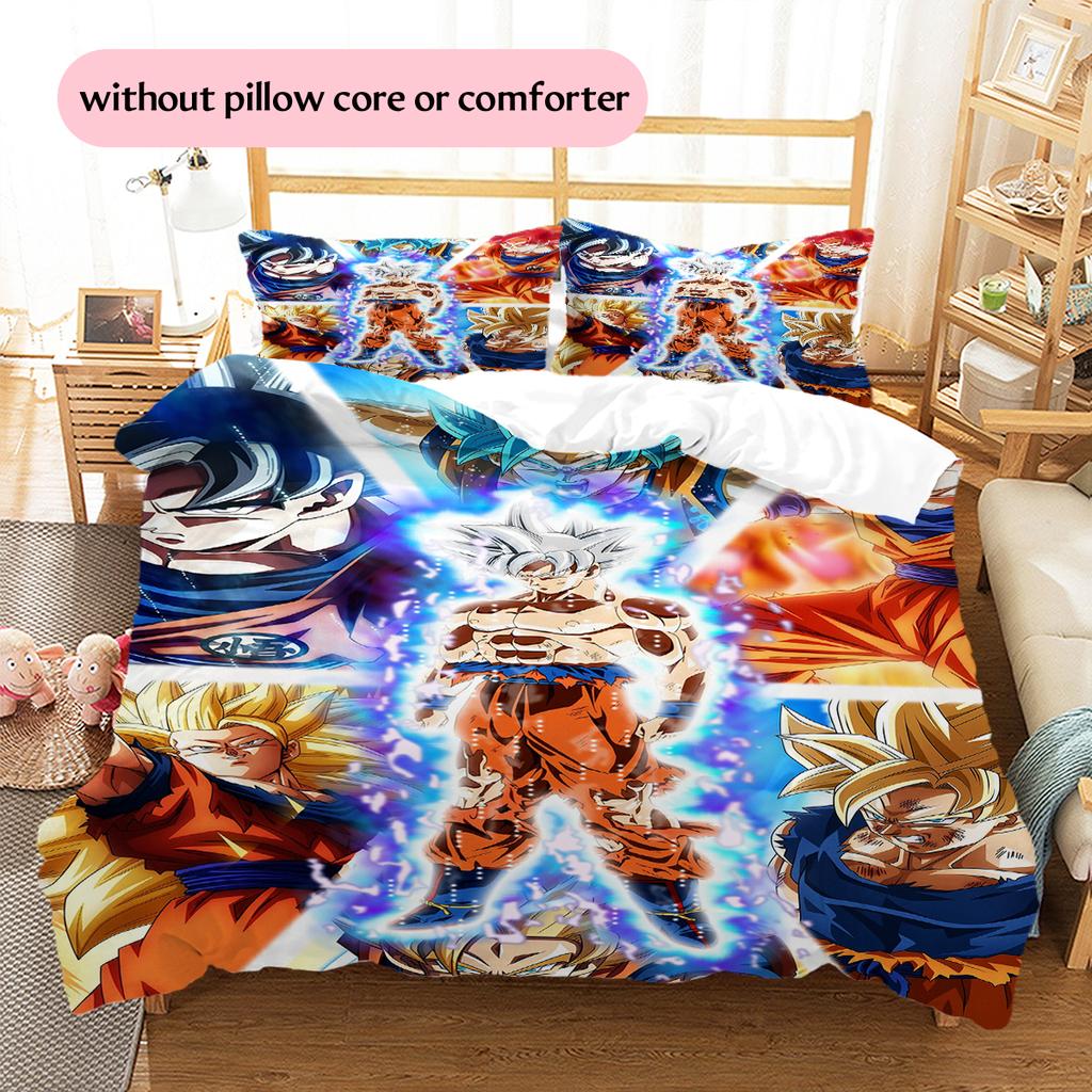 Son Goku Vzor Dragon Ball Povlečení Domácí Dekorace Narozeninový Dárek (1 * povlak na peřinu + 2 * povlak na polštář, bez jádra)