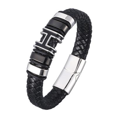 Fashion New Genuine Leather Bracelet Men Stainless Steel Clasp Handmade Man Charm Bangles Jewelry