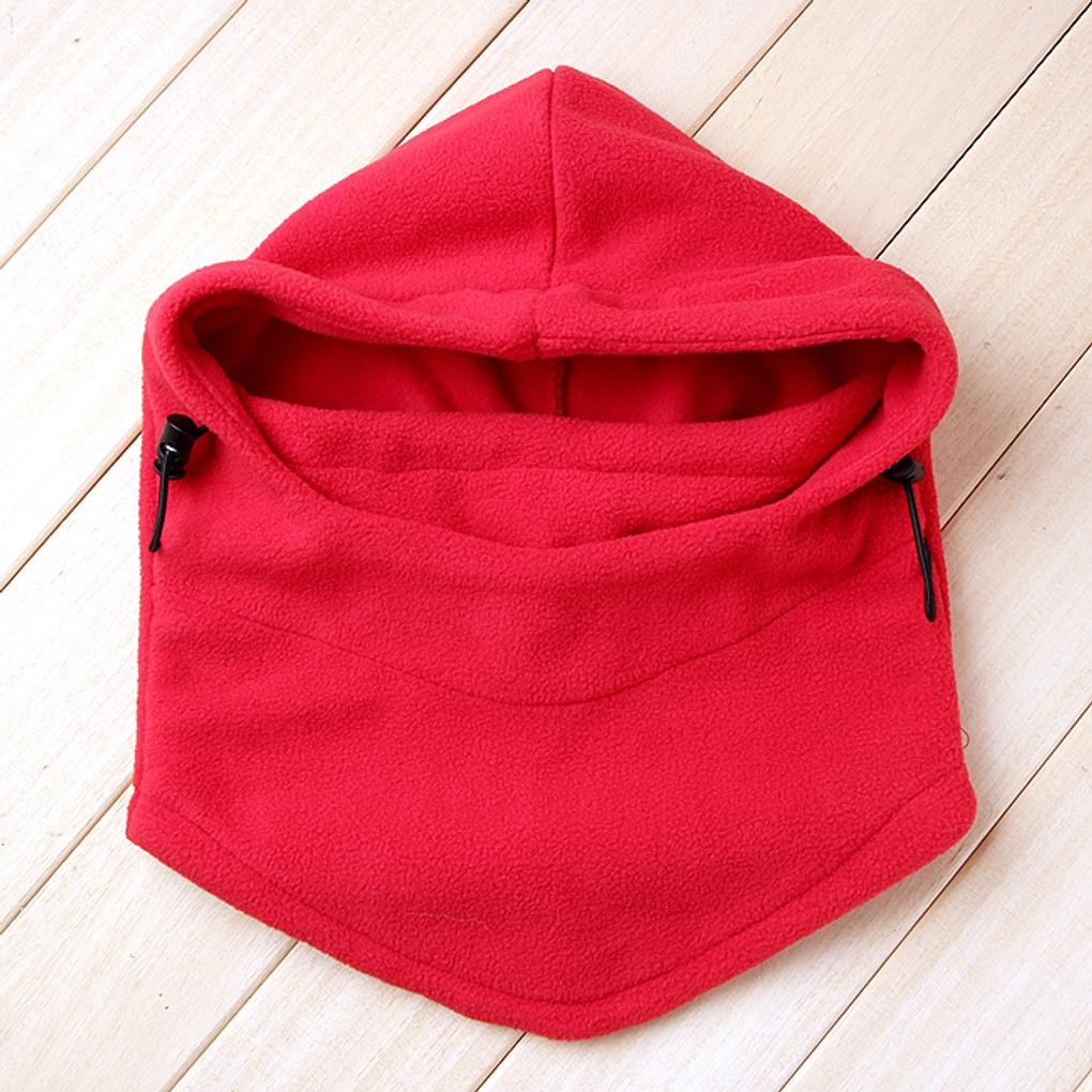 Winter Cold Protection Mask Hood Neck Warmer Red Men's All-in-One