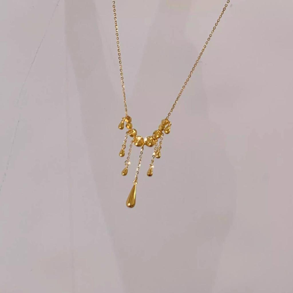 Xiaohongshu Style Vietnamese Cat's Eye Tassel Necklace – Women's French Light Luxury