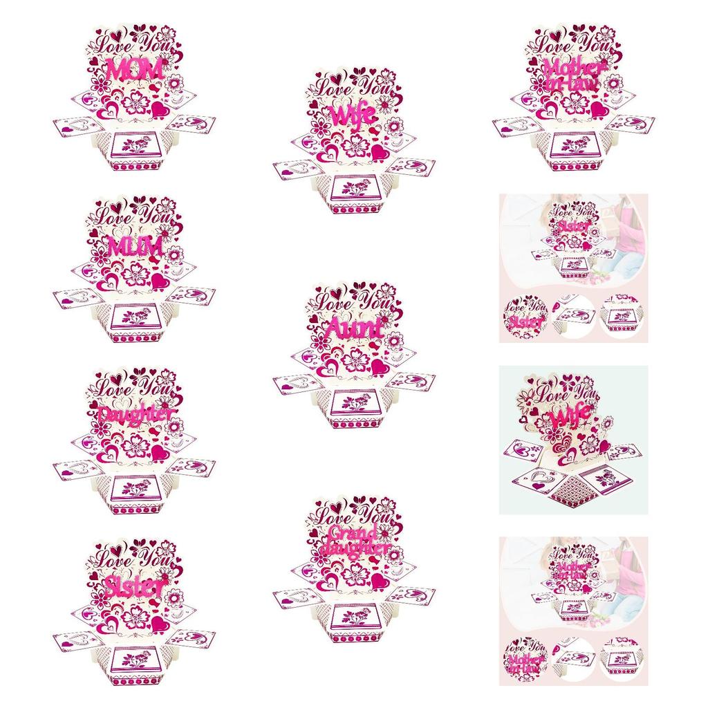Customizable Flower Heart Popup Card Unique Greeting Cards for Wedding Valentine’s Day Christmas New Year Thank Festival