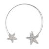 Ocean Inspired Metal Flower/Starfish Open Collar Necklace Adjustable Neckchain Handmade Clavicle Chain Accessories