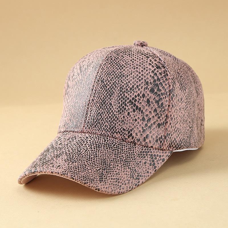 Unisex Snakeskin Print Faux Leather Baseball Cap, Adjustable Snake Pattern Dad Hat, Fashion Casual Sun Hat For Men Women Streetw