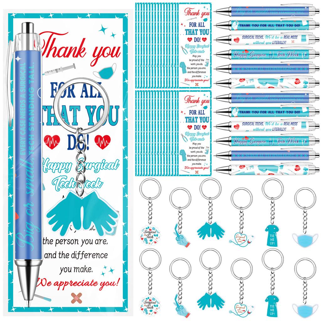 30 Set Surgical Tech Week Gifts Bulk Acrylic Keychain And Pen