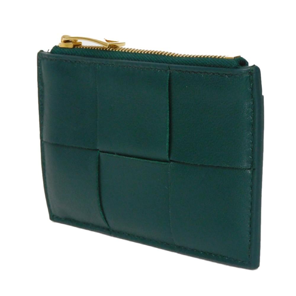 Used 11897 Cassette Card Case 765460 VCQC4 3049 7943 Current RFID IC Chip Maxi Intrecciato Emerald Green Unisex from