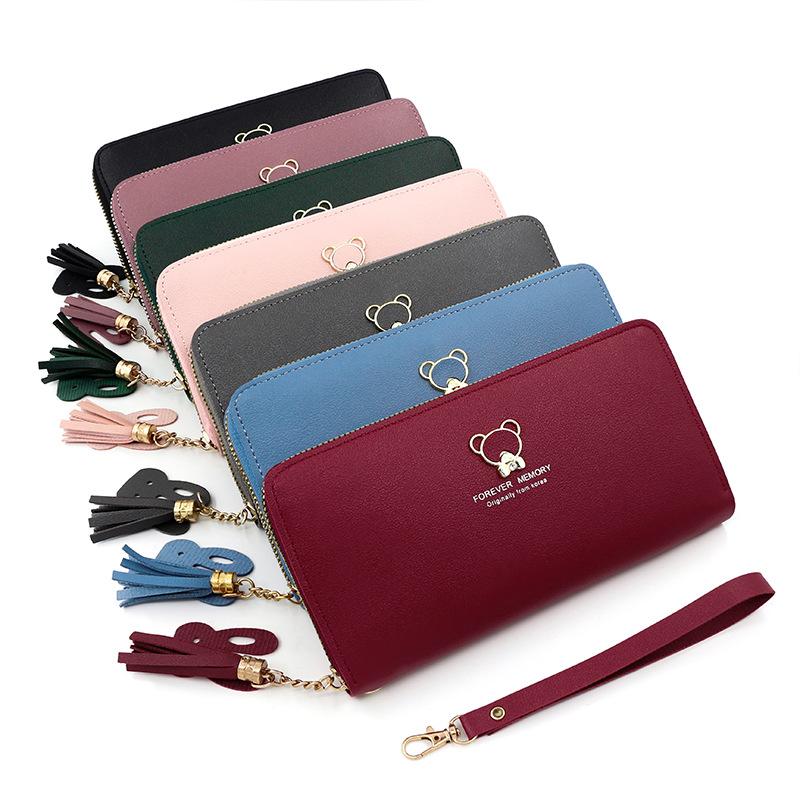 Women's Wallet Long Zipper Bag PU Wallet Coin Purse Zipper Bag Card Bag