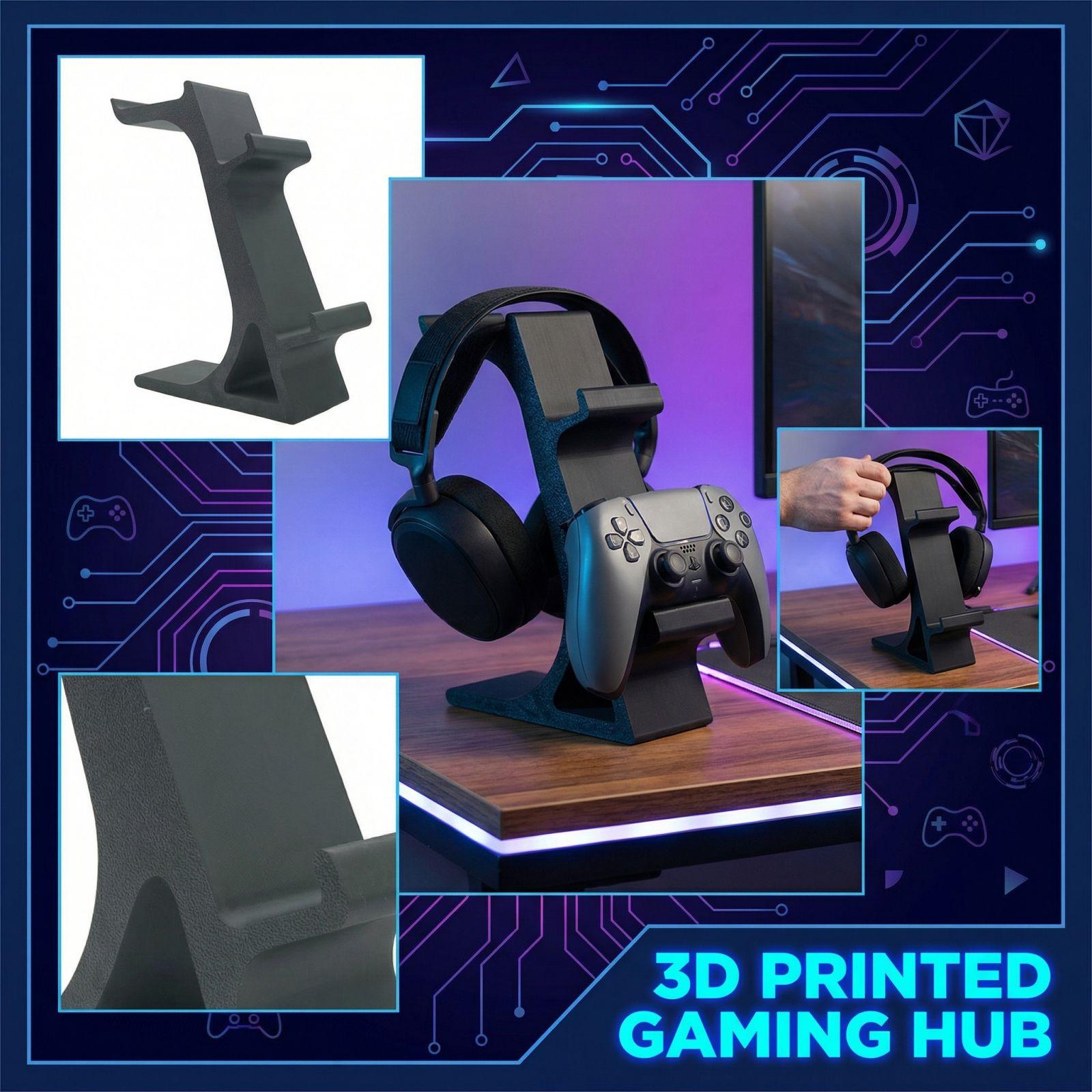 3D-печатная подставка для игрового контроллера и наушников