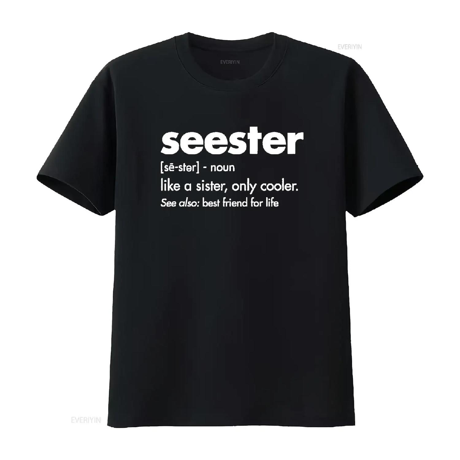 Seester Definition Mom Sister Friend Womens T Shirt Black vintage Washed Slightly homme streetwear designer clothes S чёрный