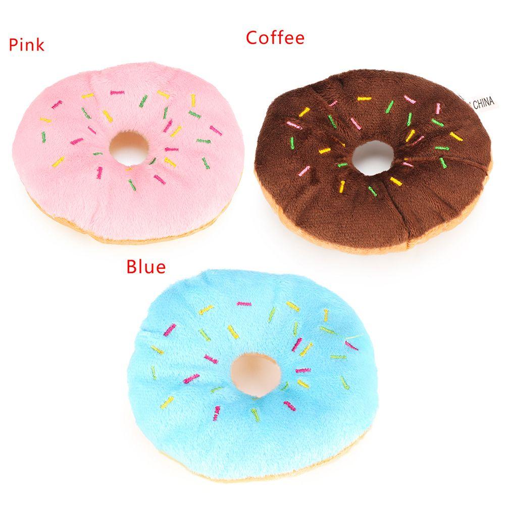 Donut Puppy Chew Toys Dogs Bite Interactive Stuffed Sound Squeaky Toy Pet Supplies