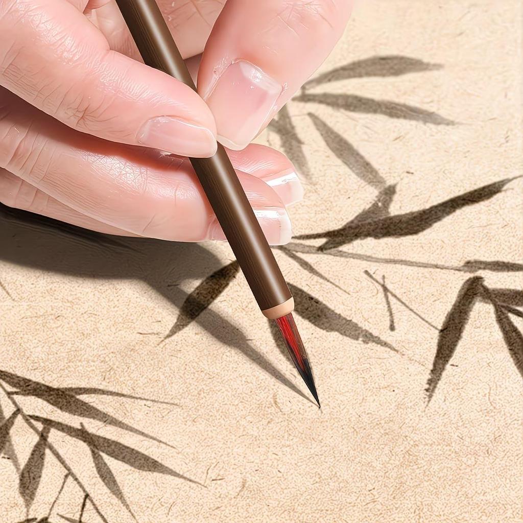 11Pcs Wood Writing Brushes Weasel Wool Hair Chinese Traditional Calligraphy Brush Set for Painting Pottery Ceramic Clay Writing