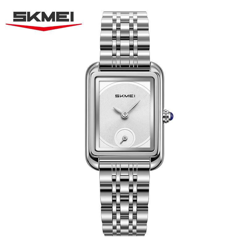 SKMEI 2670 New Simple and Elegant Stainless Steel Strap Rectangular Women's Watch Quartz Watch Luxury Girls' Clock reloj mujer