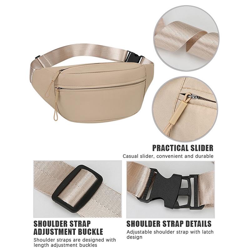 Fashion Solid Color Waist Bag Waterproof Double Layer Chest Bag Double Pocket Shoulder Bag Travel