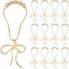 12 Pcs Stainless Steels Gold Bow Shower Curtain Hooks, Bulk Glide Shower Curtain Bows for Bathroom Bedroom Living Room Art Decor