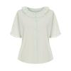 SELLY'S Shirred Neckline Short Sleeve Blouse_I6B-Cbl001