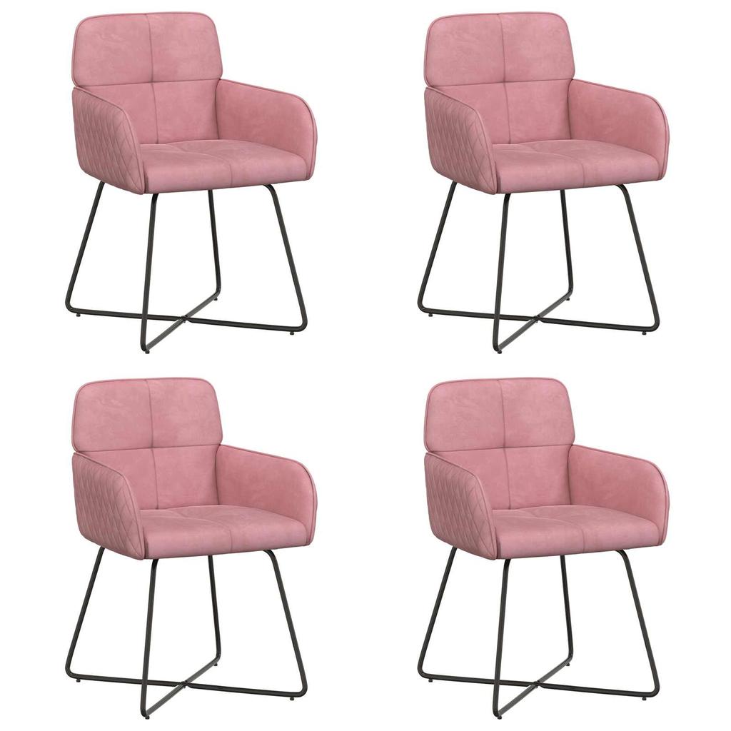 Dining Chairs 4 Pcs Velvet Pink 59 X 56.5 X 86 Cm
