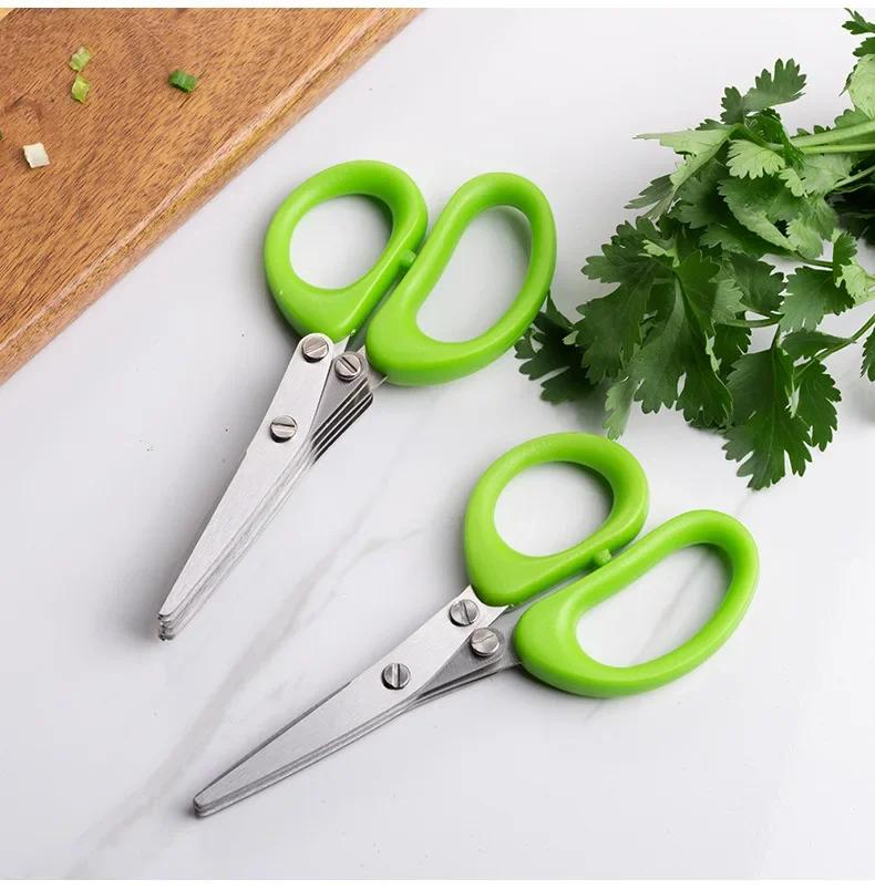 Multifunkční 3/5 vrstvé kuchyňské nůžky z nerezové oceli Pepper Strouhaný nasekaný kráječ jarní cibulky Nástroj na vaření Laver Cut