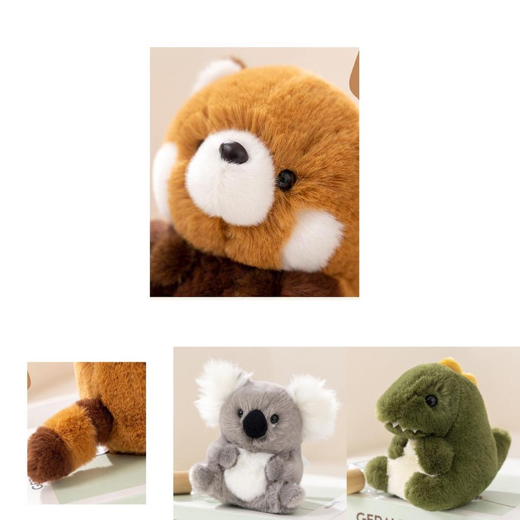 Adorable Animal Plush Toys Panda, Koala, Sloth, Hamster, Alpaca, Dinosaur, Short Plush Fabric, Pp Cotton Filling, Room Decor, Kids Gift