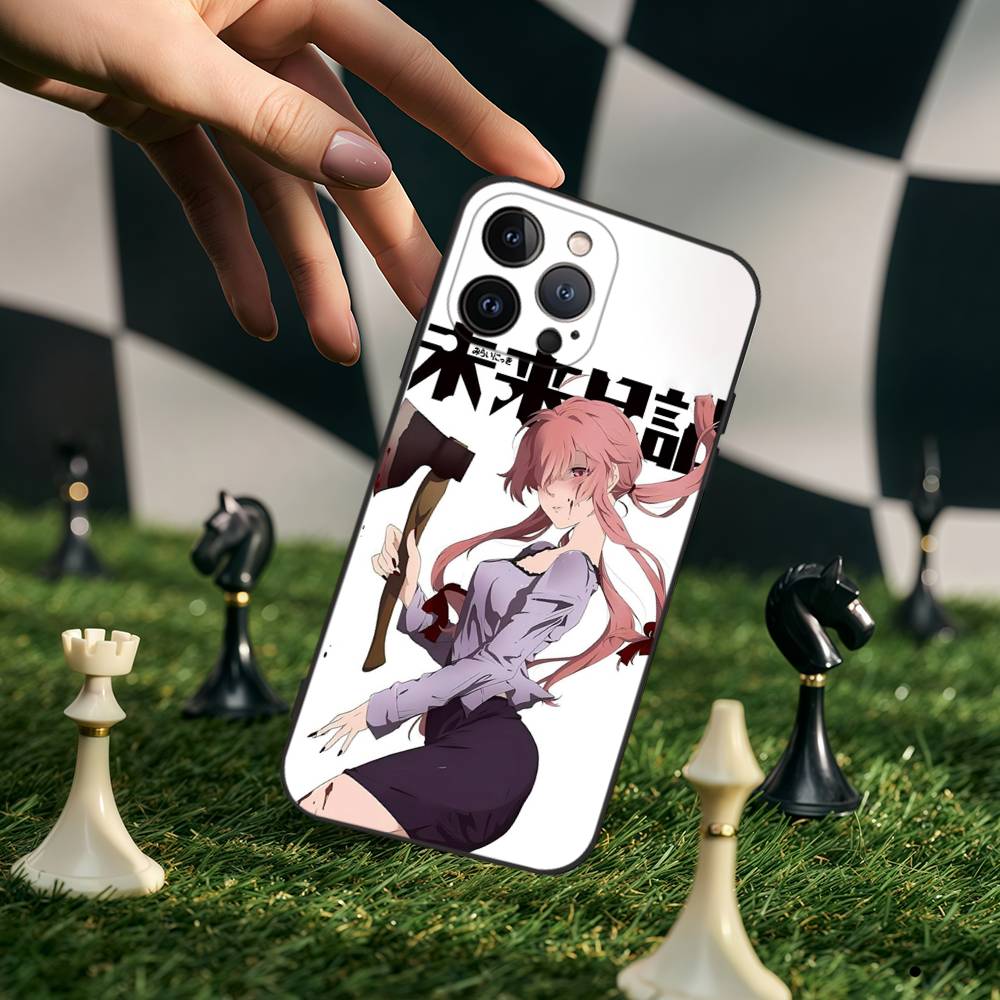 Future Diary Gasai Yuno Black Silicone Phone Case For Iphone 17 Air 16 15 14 13 12 11 Pro Max Plus Back TPU