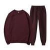 Unisex Solid Color Round Neck Fleece Hoodie Set