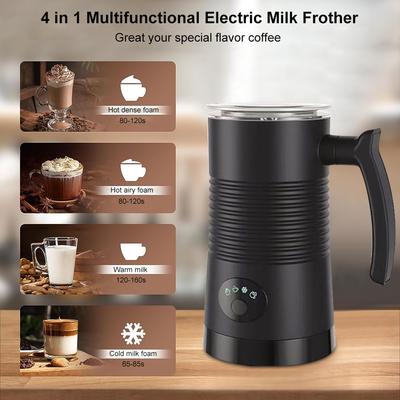 Mousseur à lait électrique automatique 4 en 1 pour boissons chaudes et froides - Machine multifonctionnelle pour mousse de lait pour café, cappuccino, latte