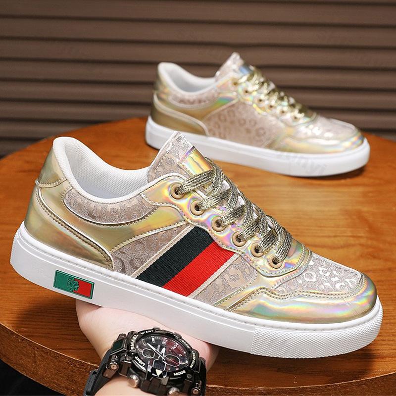 

Fashion 2025 New Autumn Men s Niche Designed Low Top Thick Soled Sports Shoes Fashion Trend Versatile Comfortable Non Slip Flat Sneakers 39 золотистый