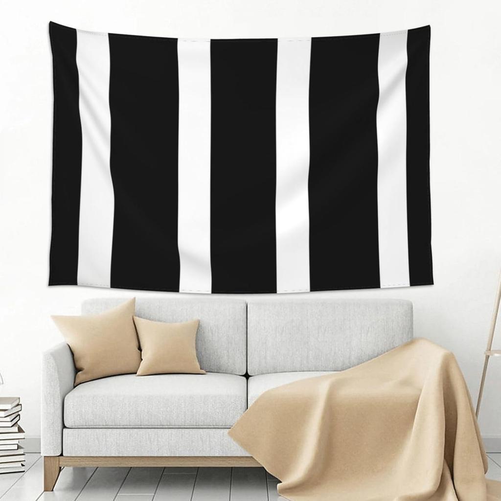 Stripes Black White Tapestry Wall Hanging, Peach Velvet Wall Tapestry No Damage Backdrop Poster Wall Art For Bedroom Living Room