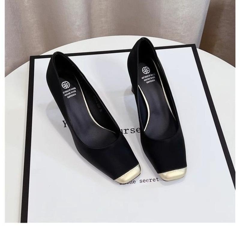 Best-selling Square-toe New High-heeled Shoes, Versatile Low-cut Shoes, Single Shoes