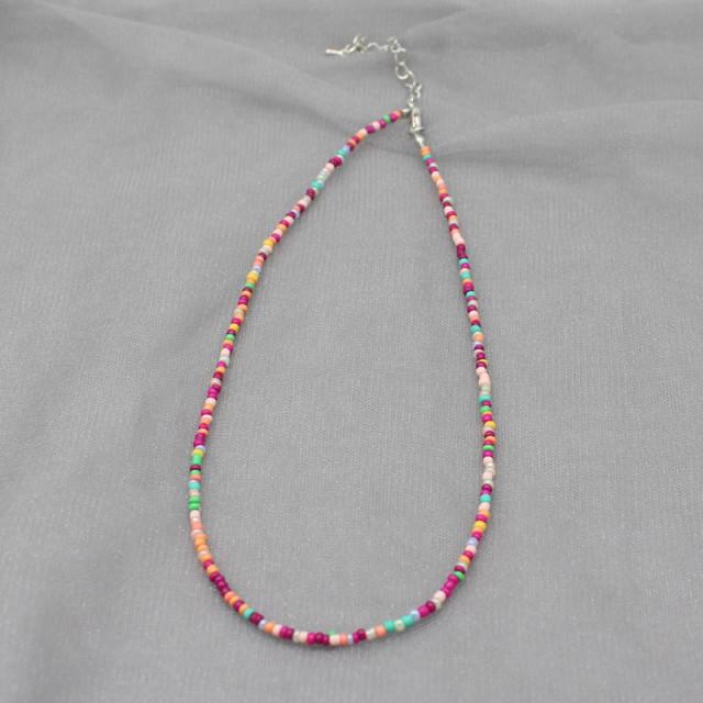 Jednoduché perličky Prameň Choker Náhrdelník Dámsky Šnúrkový golier Farebný ručne vyrobený Bohemia Collier Femme Jewelry Darček
