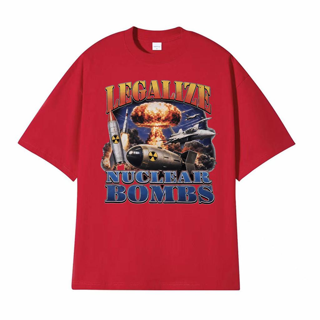 Bombs Funny Vintage Graphic T-shirts Men's Clothing Fashion T-shirt Oversized Cotton Short Sleeve T Shirts