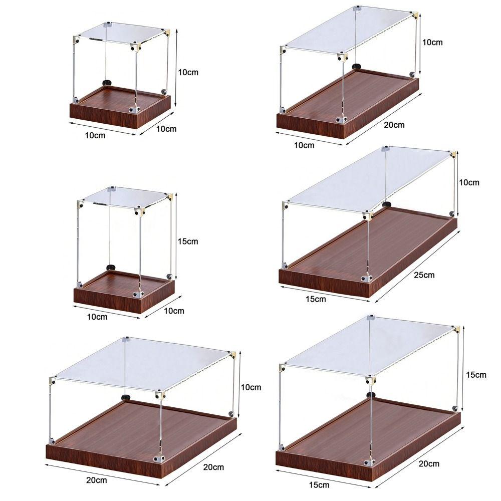 Transparent Acrylic Acrylic Display Case Stackable Design Wooden Bottom Model Display Case No-glue Assembly Display Box