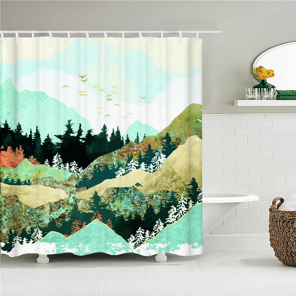 Japan Carp Banner Japanese-style Lucky Cat Printed Bath Curtains Bathroom For Bathing Cover Shower Curtains with 12 Pcs Hooks