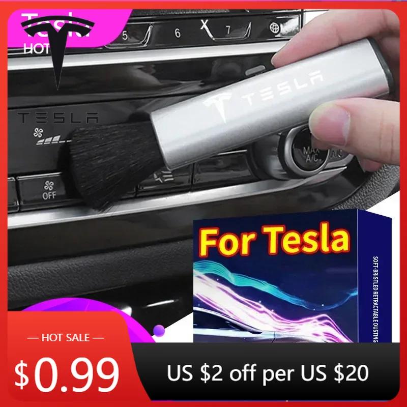 Car Sticker 2025 New Tesla Car Dust Brush Mini Air Outlet Air Conditioning Cleaning Sweep Dust For Tesla Model 3 Model X Y MODEL