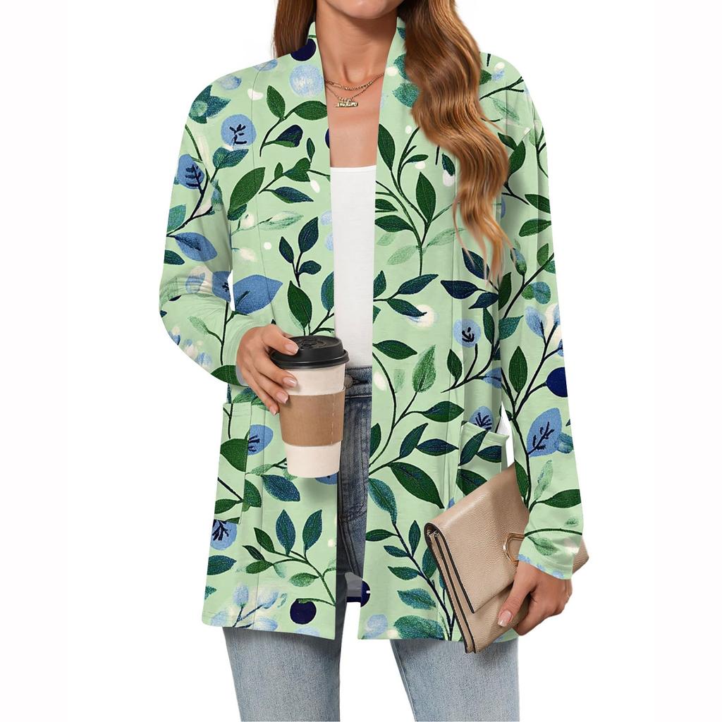 Women's Fashion Casual Long Sleeve Cardigan Thin Loose Cardigan Jacket With Pockets