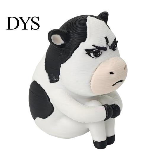 3D Printed Cow Toy Dairy Figurine, Cartoon Cattle Statue for Desk Decor, Figurine Mini Sculpture Home Office, Gift Animal Lovers Accessory