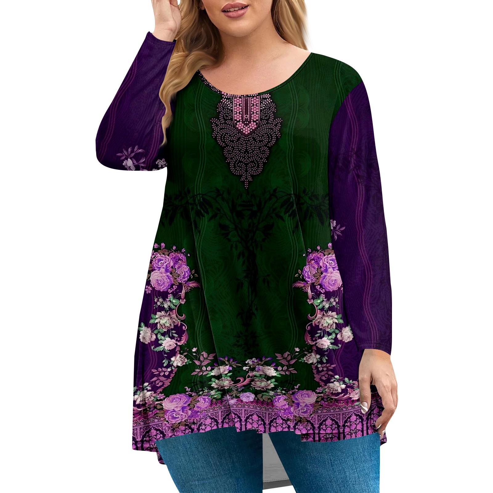 

Женский топ большого размера, рубашка с длинным рукавом и воротником «сад», модный повседневный топ с цветочным принтом XXXL