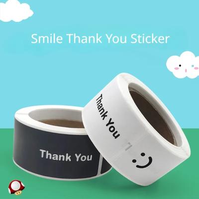 120 Pezzi/Rotolo Creativo Semplice Bianco Nero Sorriso Grazie Adesivo Sacchetto Regalo Busta Sigillo Etichetta Decorativa Autoadesiva