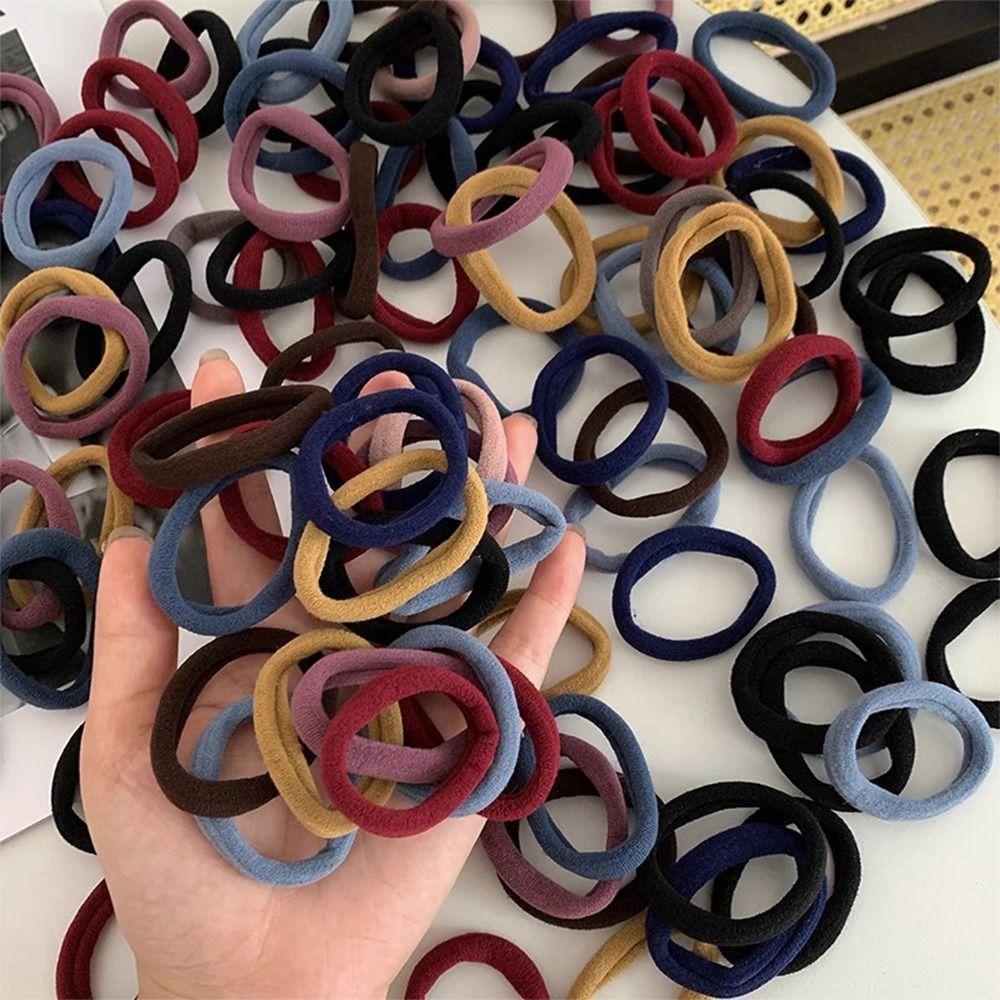 High Elasticity Ponytail Holders Basic Rubber Bands Nylon Elastic Hair Ties for Women and Girls