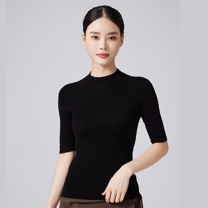 Fengxun Women's 100% Wool Mock Neck Knit Top