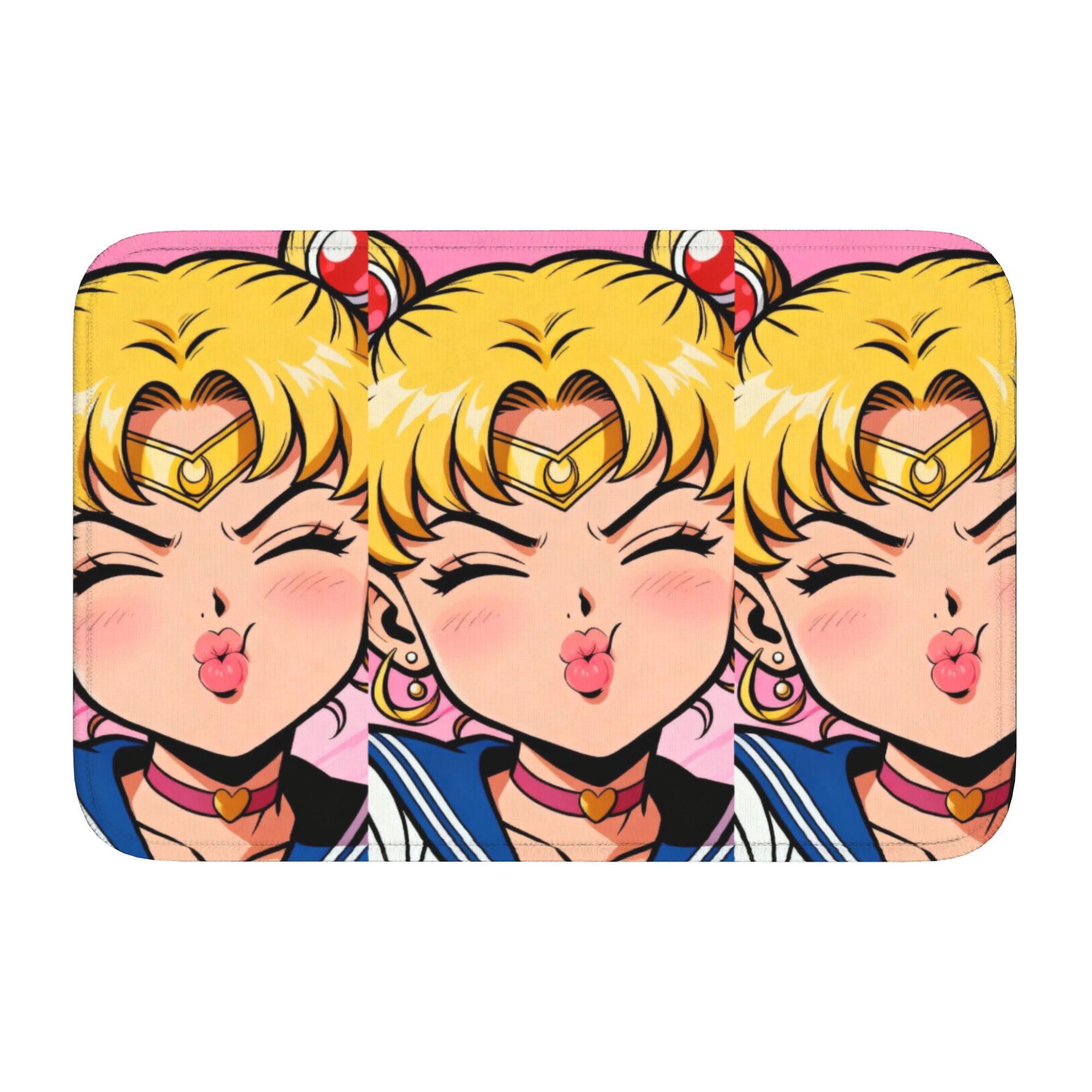 

Sailors Moons Cute Cartoon Doormat Anti-Slip Bath Kitchen Welcome Mat Toilet Door Floor Entrance Carpet Rug Footpad 60cm x 90cm
