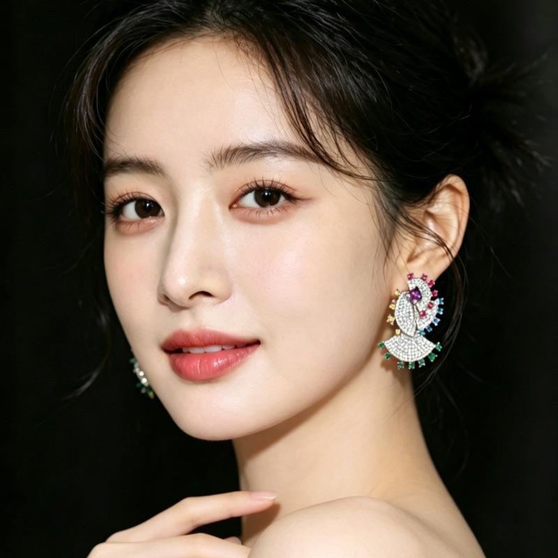 Elegant Geometric Long Dangle Earrings for Women, S925 Sterling Silver with Zircon, High-End Fashion, Summer Vacation Style.