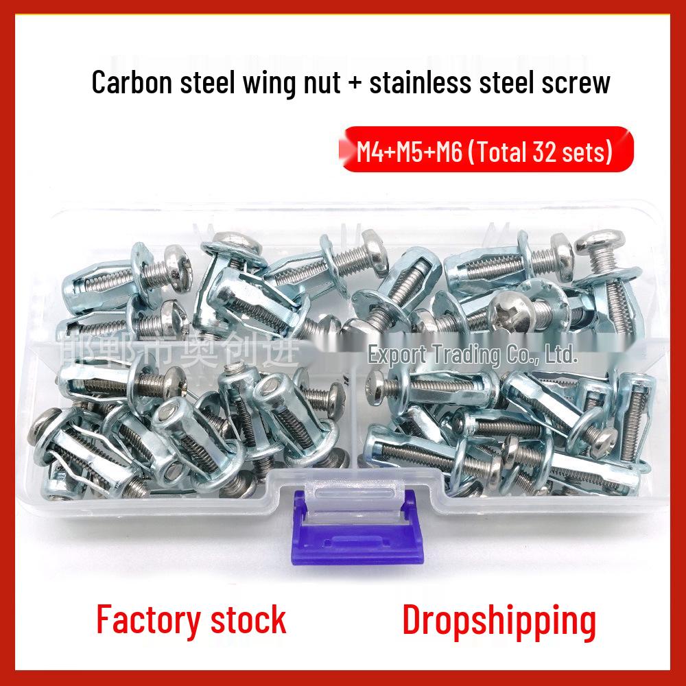 30PCS Carbon Steel Petal Nut M4-M6 Galvanized License Plate Fixing Screw Jack Nut - Fast Shipping Available