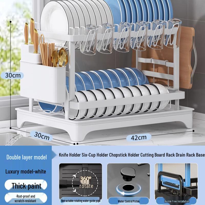 Cross-border Kitchen Dish & Cutlery Drying Rack - Countertop Bowl & Plate Storage