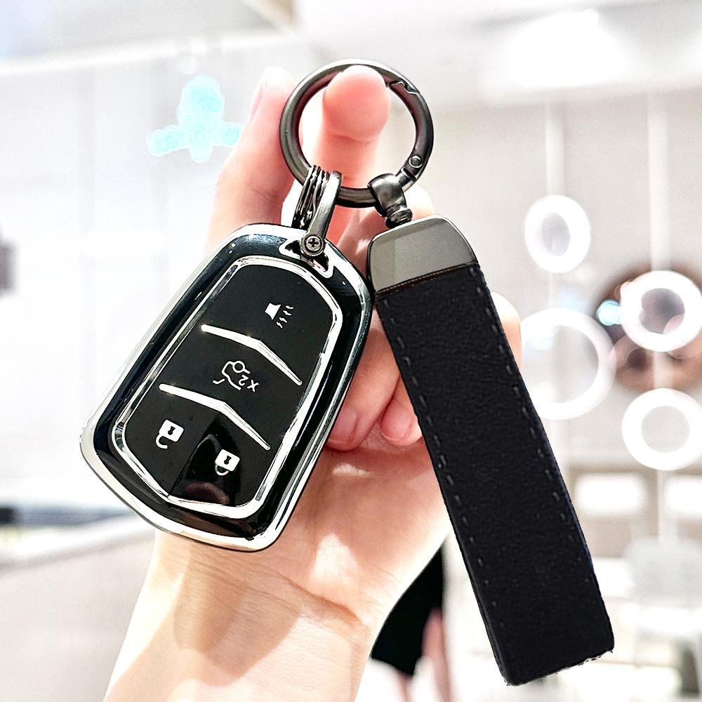 Tpu Silver Edge Car Key Cover Case For Cadillac Escalade Esv Xt5 Xt4 Xt6 Ct5 Ct6 Ct4 Xts Auto Shell Fob Holder Accessories
