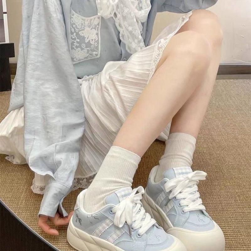 Round head platform casual bread shoes women's new summer thin breathable versatile with skirt white shoes board shoes