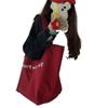 2025 Red Canvas Shoulder Bag with Casual Letter Print