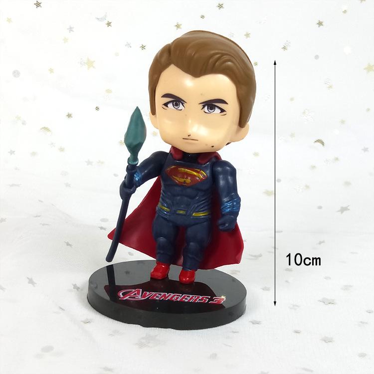 Q Avengers & Superman Ornaments: Spider-Man, Iron Man, Thor, Captain America Anime Cake Figures